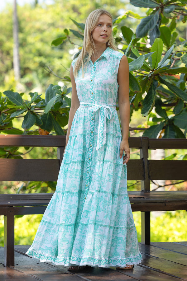 Casual damesjurk met korte mouwen en knoopsluiting in maxi lengte