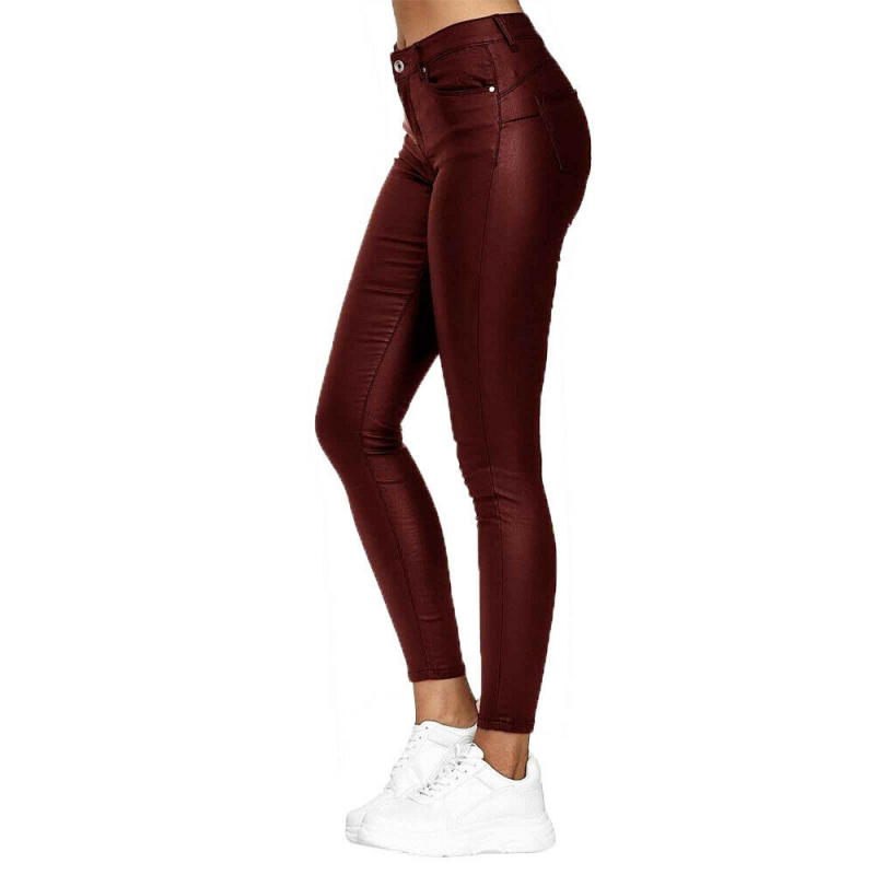 Dames Leren Broek met Praktische Zakken en Hoogwaardige Afwerking