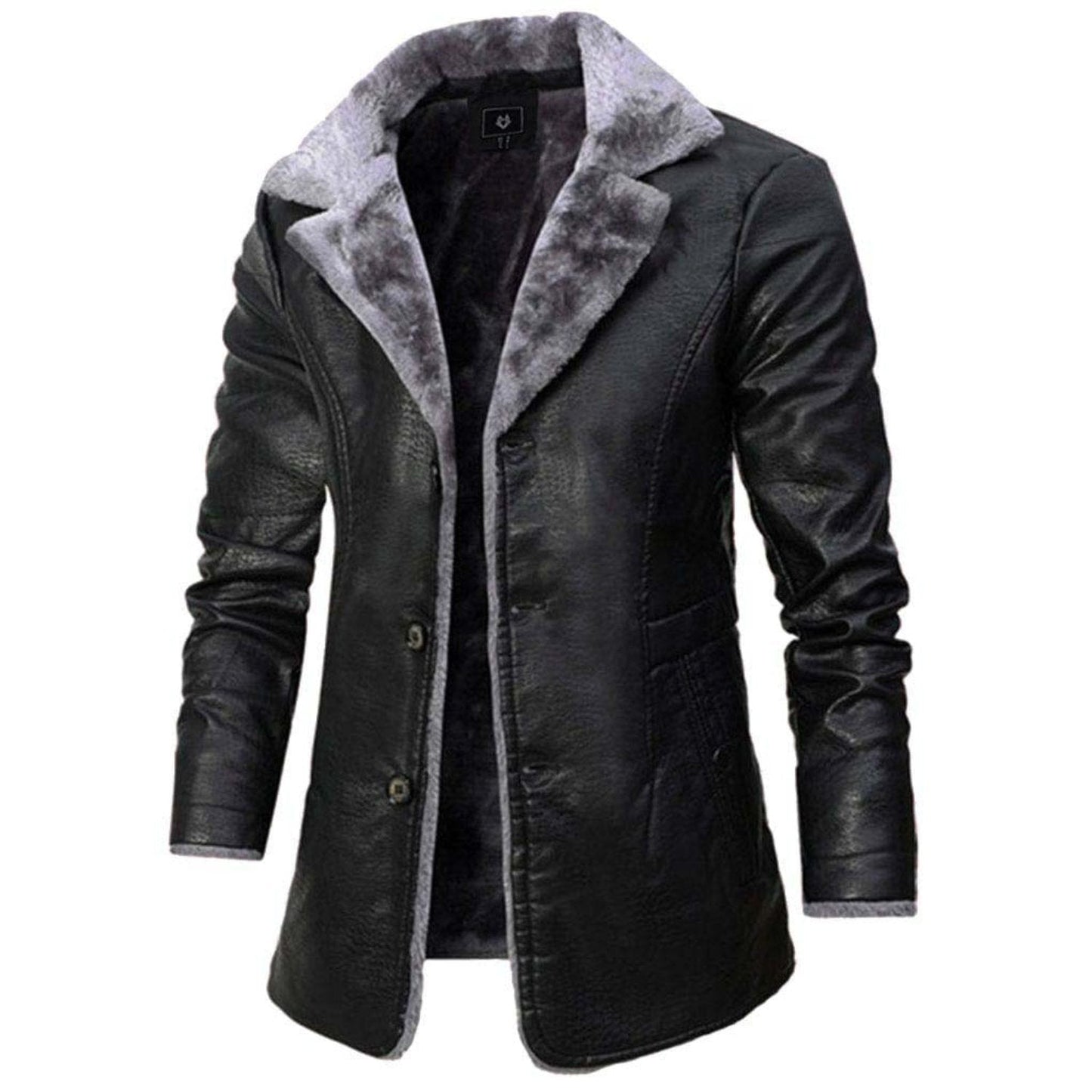 Trenchcoat van imitatiebont en knoopsluiting
