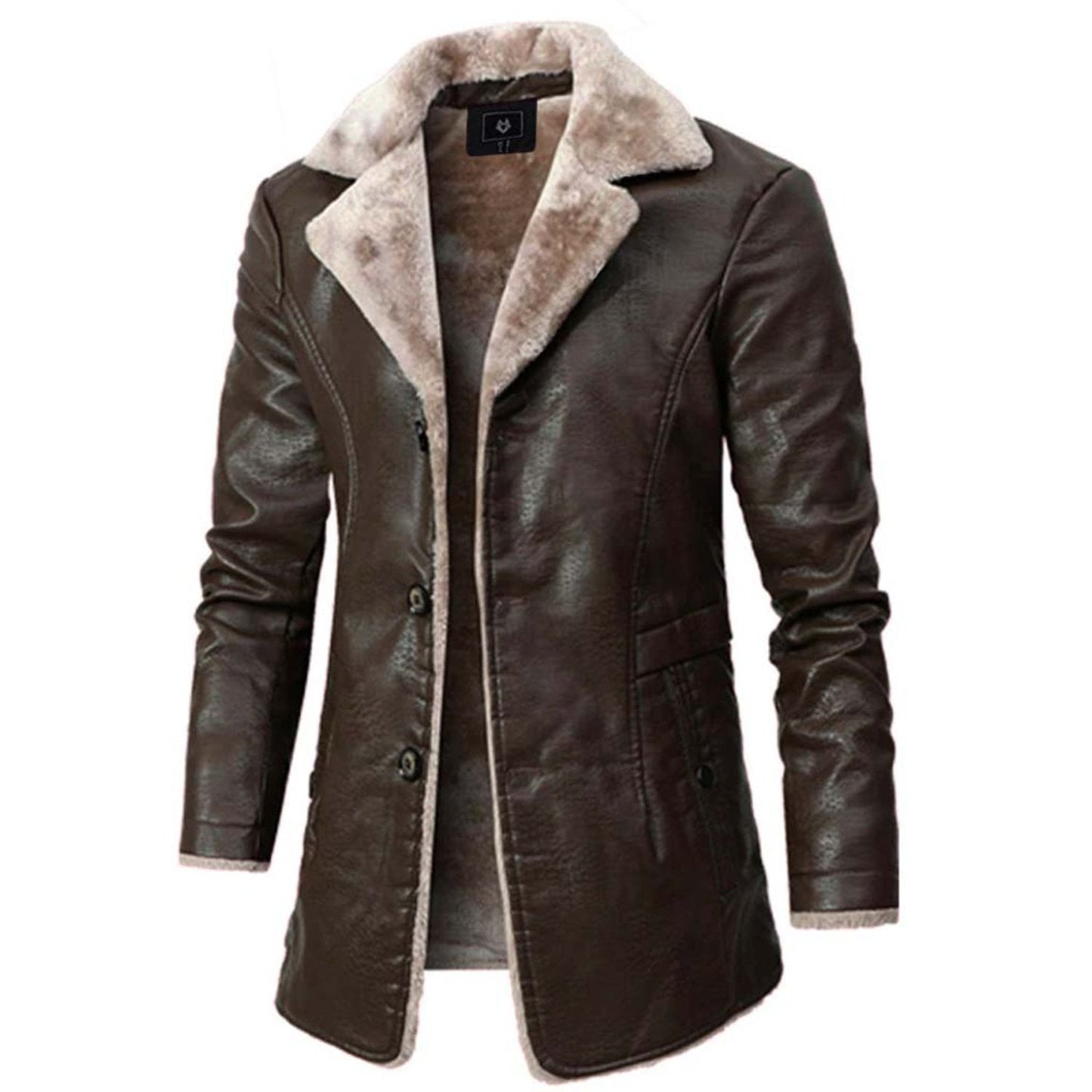Trenchcoat van imitatiebont en knoopsluiting