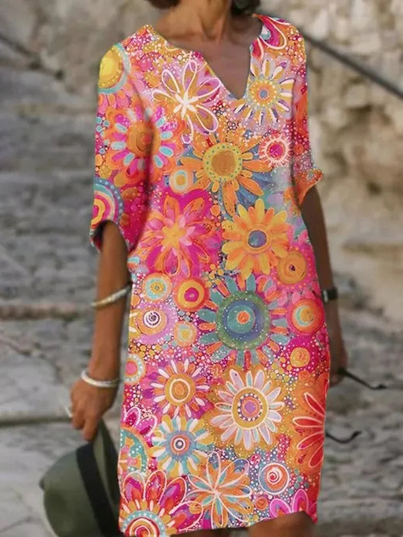 Midi jurk voor dames met elegant bloemenmotief