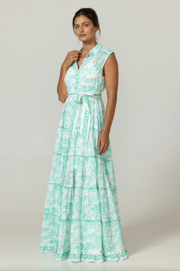 Casual damesjurk met korte mouwen en knoopsluiting in maxi lengte