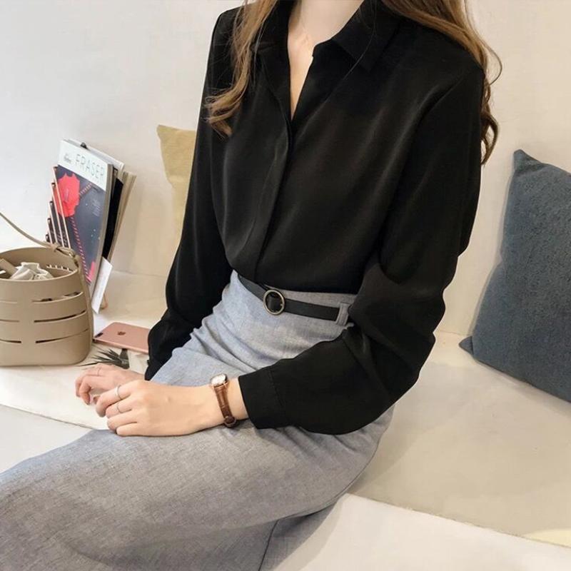 Isabel – Elegante Chiffon Langarmblouse voor Dames