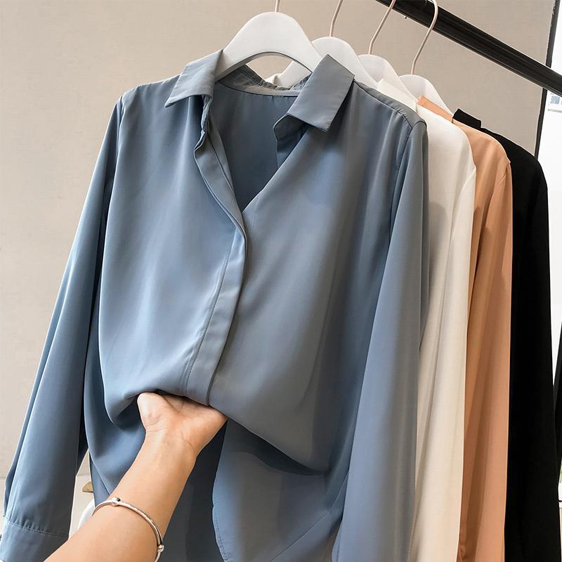 Isabel – Elegante Chiffon Langarmblouse voor Dames