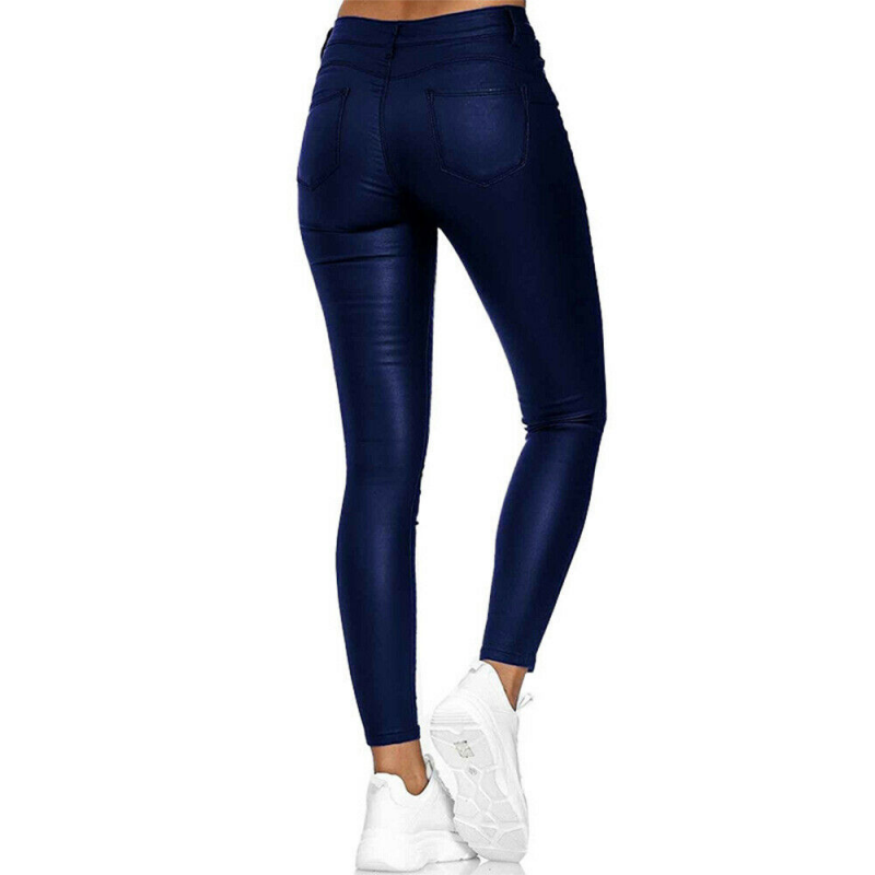 Dames Leren Broek met Praktische Zakken en Hoogwaardige Afwerking