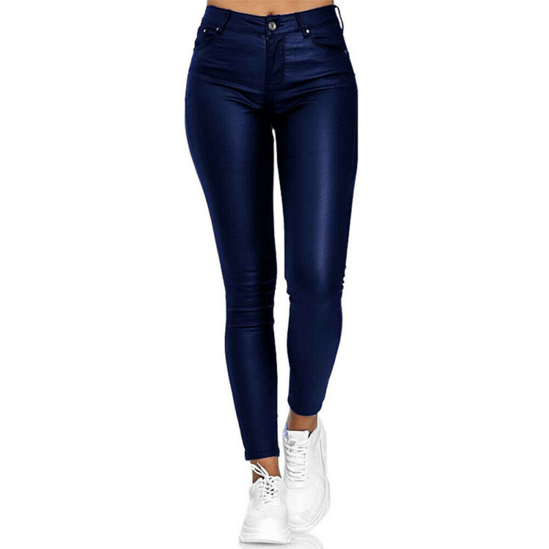 Dames Leren Broek met Praktische Zakken en Hoogwaardige Afwerking