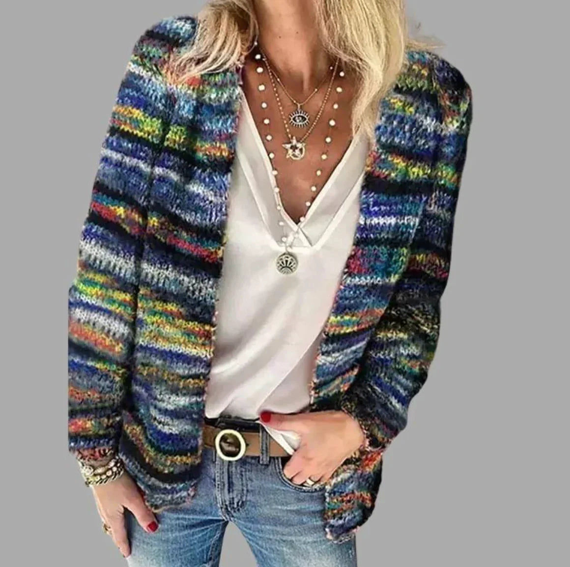 Emily – Trendy en Kleurrijke Gebreide Cardigan