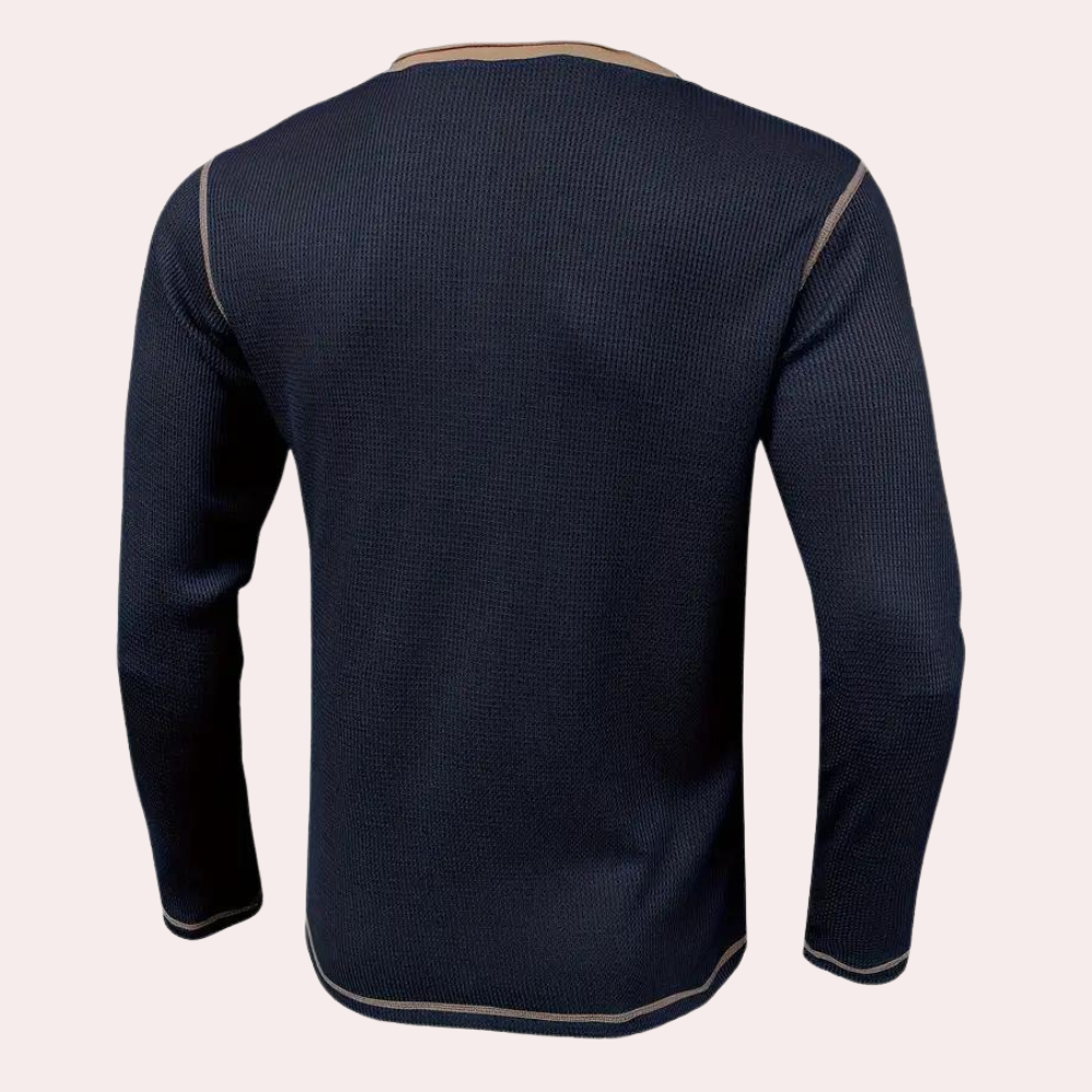 Retro Wafelstof Shirt met Lange Mouwen – Milan