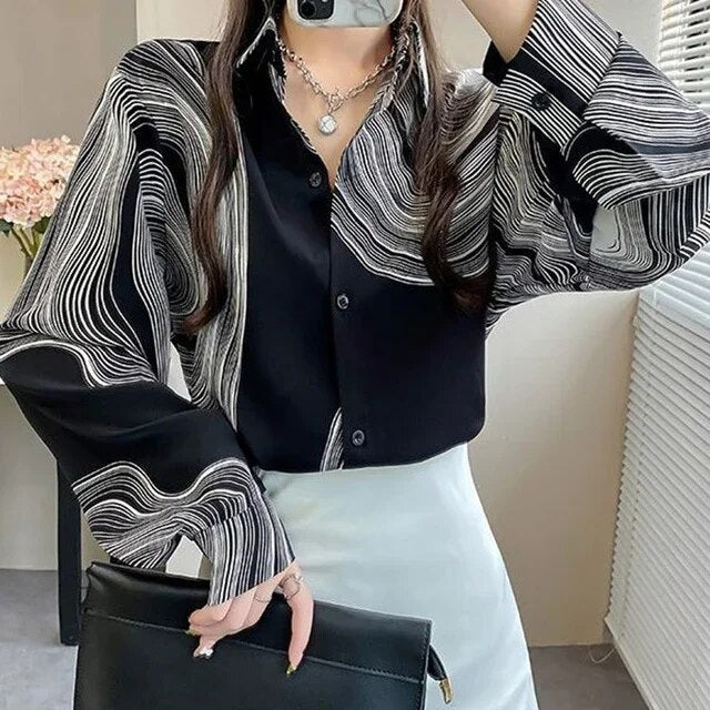 Ariana Striped Chiffon Blouse
