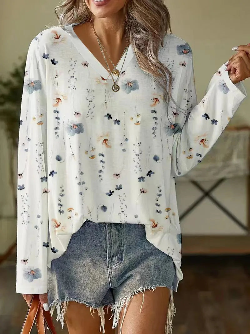Flora – Elegante Bloemenblouse met V-hals