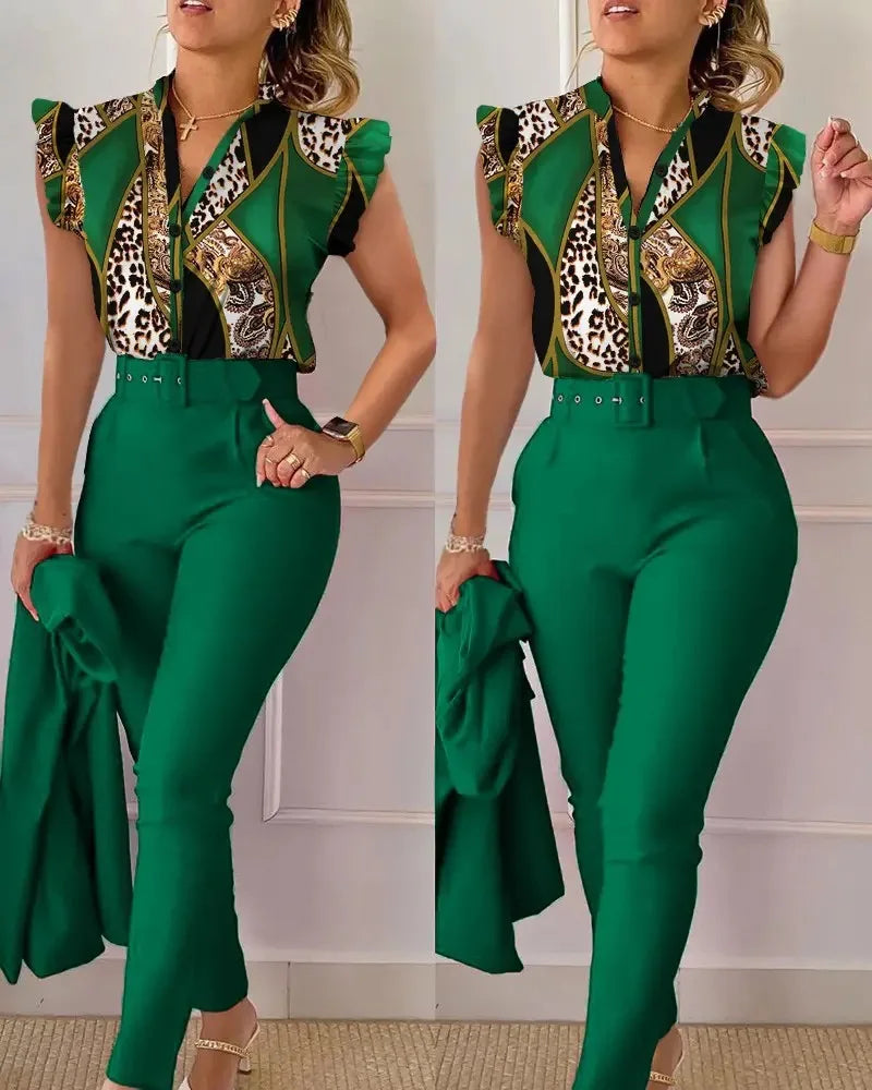 SophistiSet - Elegant Blouse & Broek Ensemble