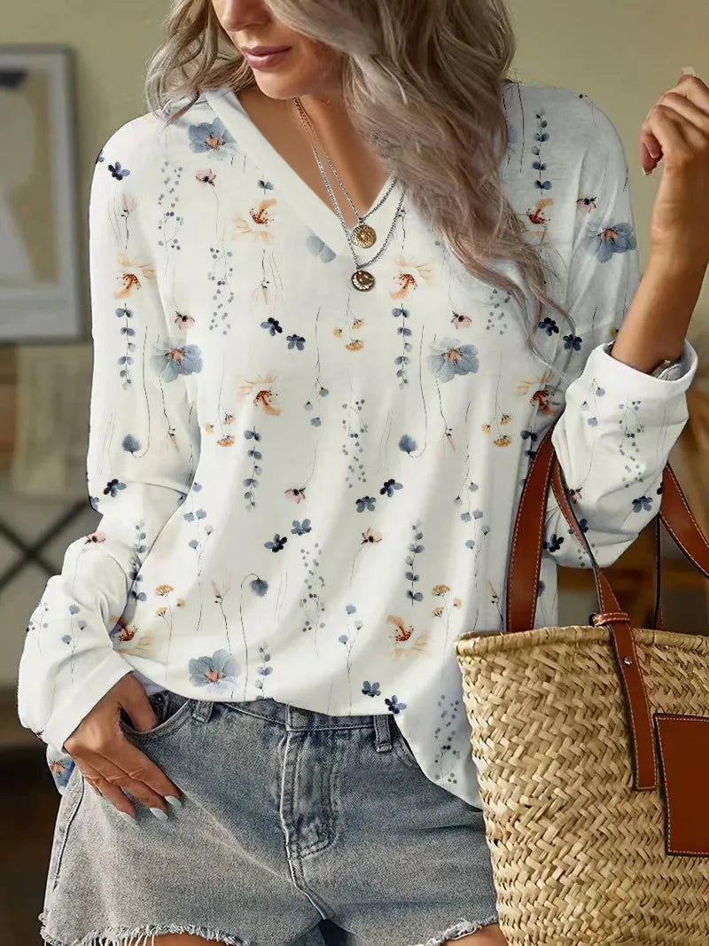 Flora – Elegante Bloemenblouse met V-hals