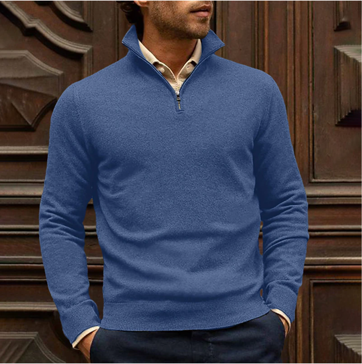 Stijlvolle heren sweater met rits voor dagelijks gebruik – Ramses