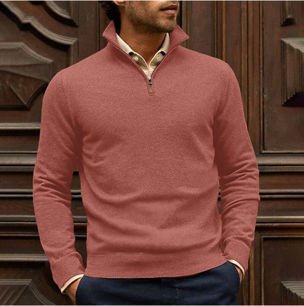 Stijlvolle heren sweater met rits voor dagelijks gebruik – Ramses