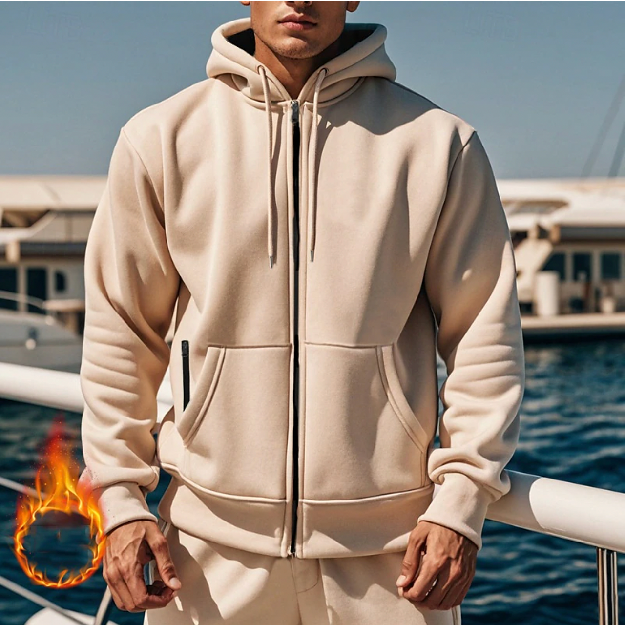 Full zip fleece hoodie voor heren – Thijs