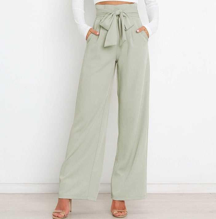 Wijde Comfortabele Hose met Bindgordel voor Elke Gelegenheid