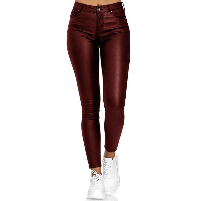 Dames Leren Broek met Praktische Zakken en Hoogwaardige Afwerking