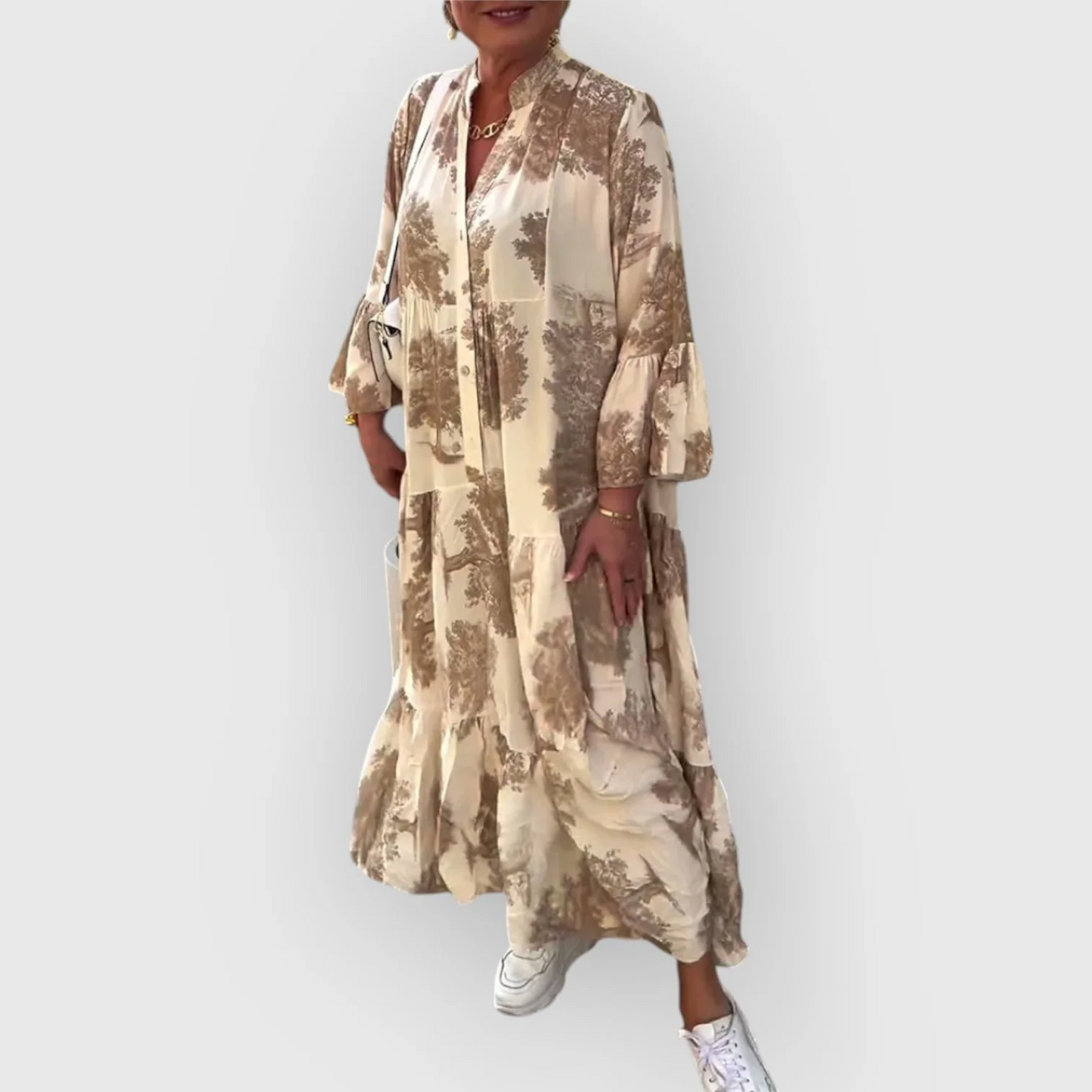 Stijlvolle maxi jurk met lange mouwen in wijde bohemian stijl