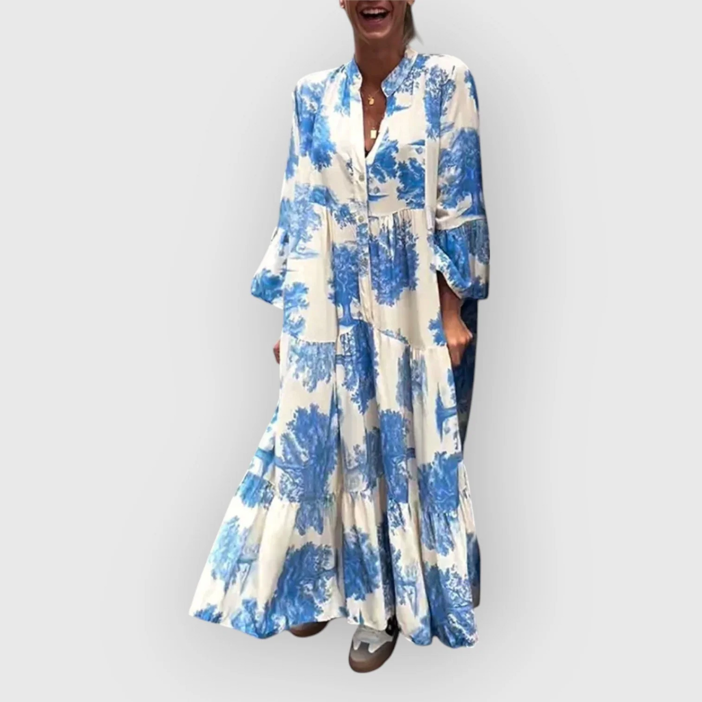 Stijlvolle maxi jurk met lange mouwen in wijde bohemian stijl