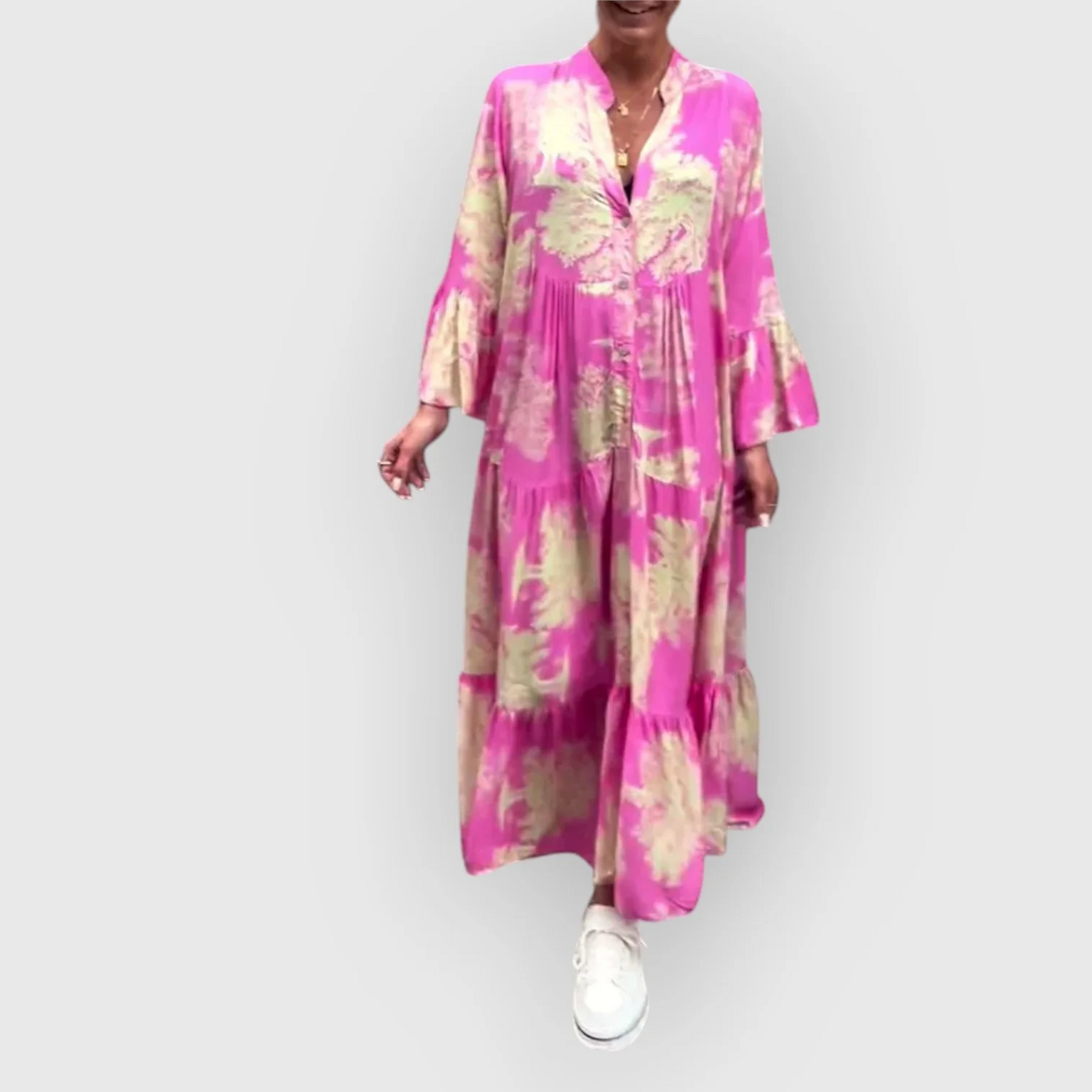 Stijlvolle maxi jurk met lange mouwen in wijde bohemian stijl
