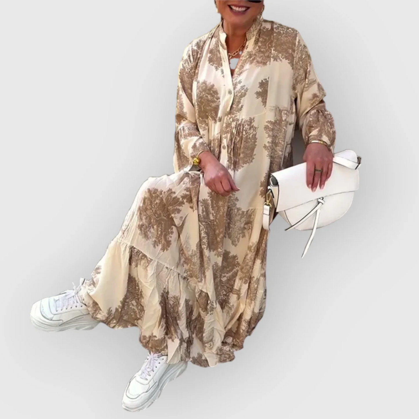 Stijlvolle maxi jurk met lange mouwen in wijde bohemian stijl