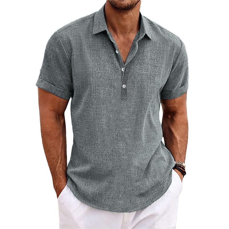 Katoen Linnen Korte Mouw Shirt voor Mannen - Liam