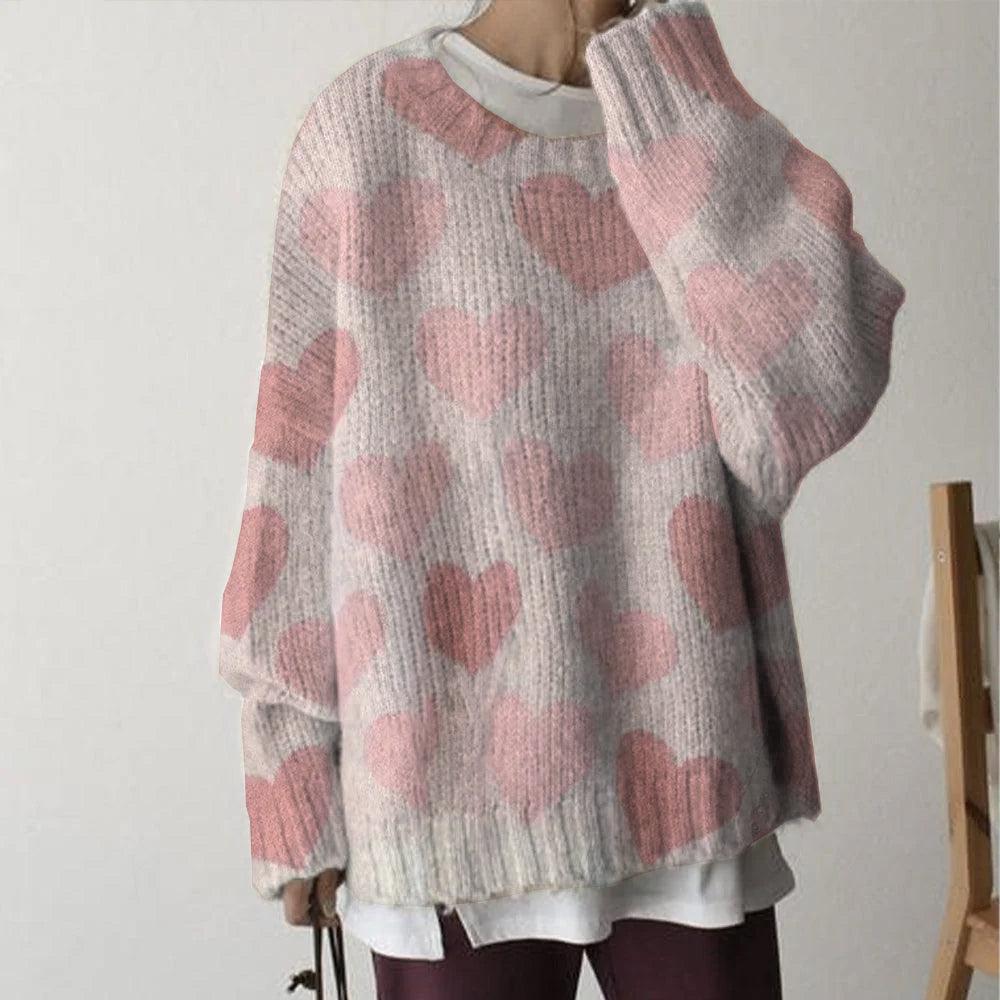 Zoete Roze Ronde Hals Trui