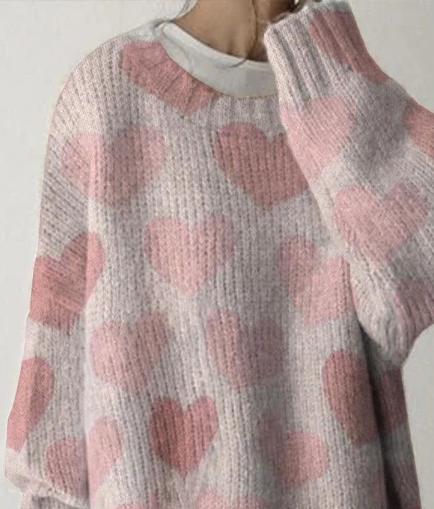 Zoete Roze Ronde Hals Trui
