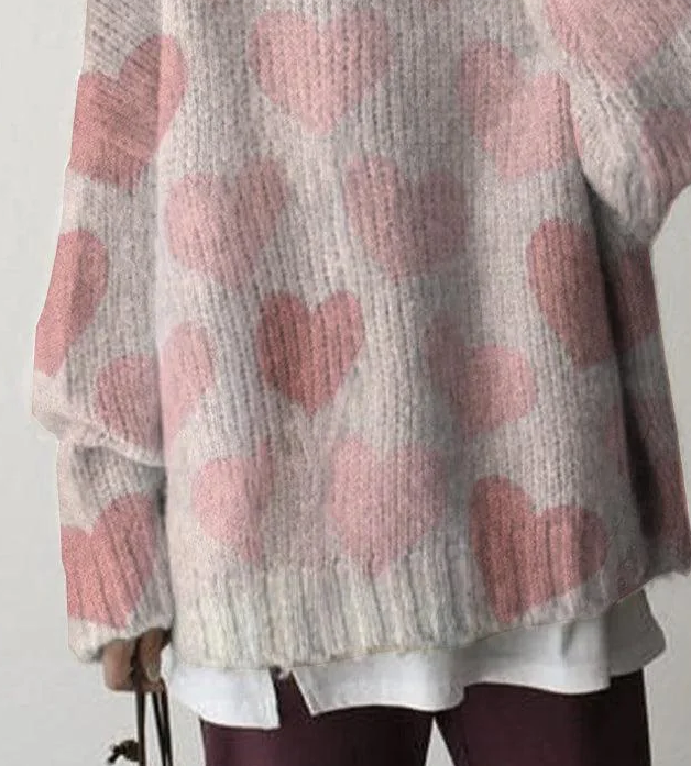 Zoete Roze Ronde Hals Trui