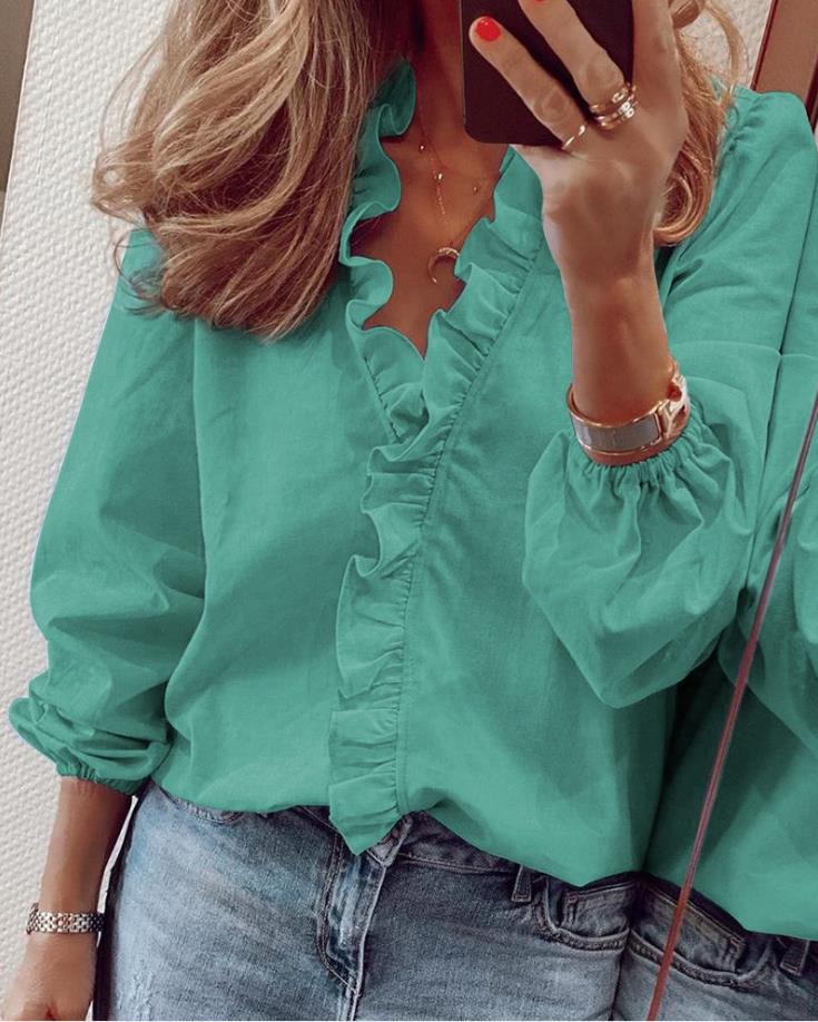 Seraphina – Blouse met ruches en V-hals