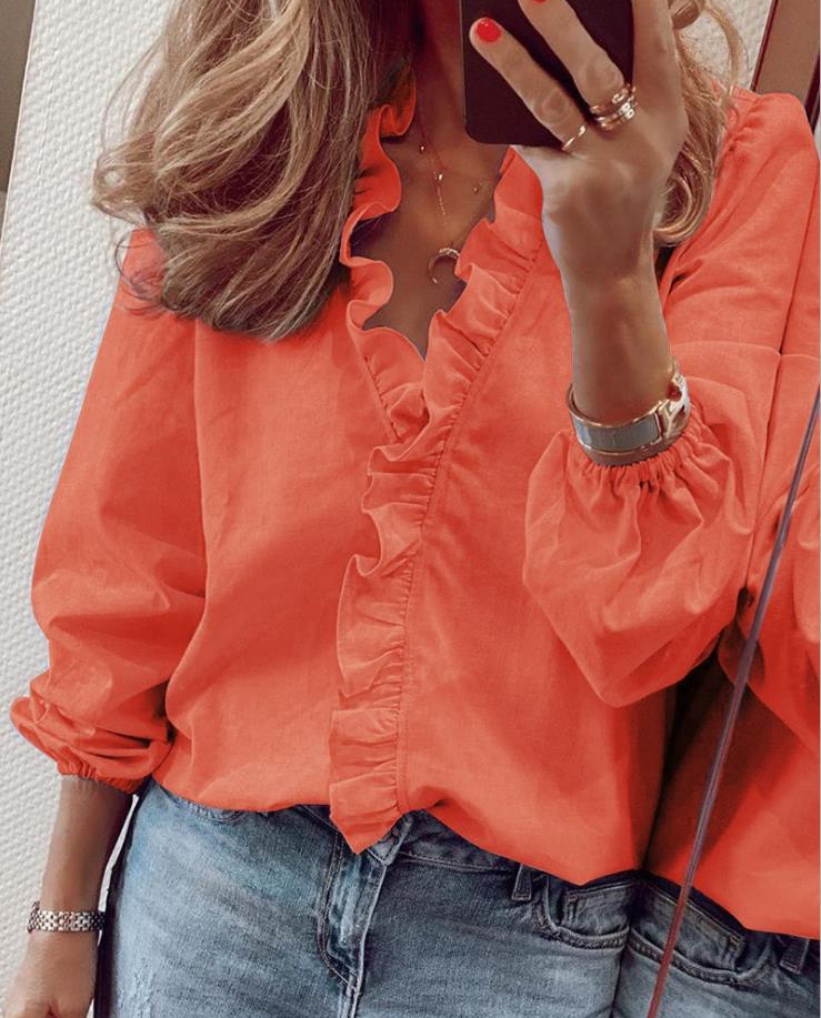 Seraphina – Blouse met ruches en V-hals