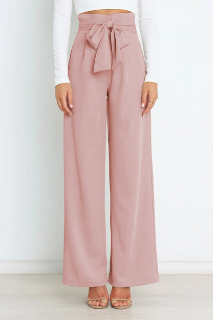 Wijde Comfortabele Hose met Bindgordel voor Elke Gelegenheid