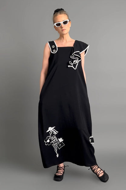 Vloeiend vallende maxi jurk met eigentijdse oversized pasvorm