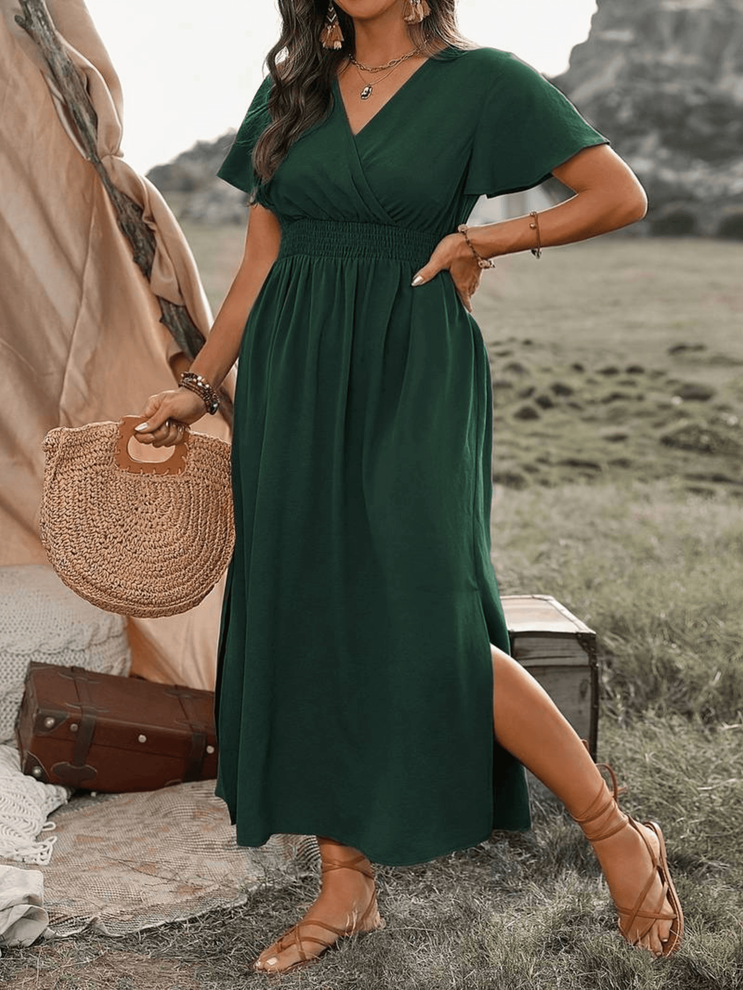 Chique Plus Size Midi Jurk