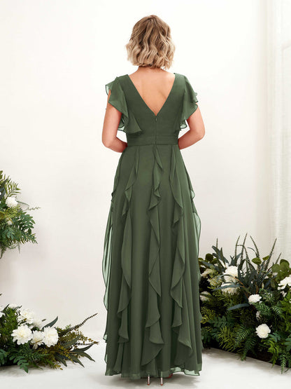 Maxi jurk met elegante plooidetails en V-hals voor een stijlvolle look