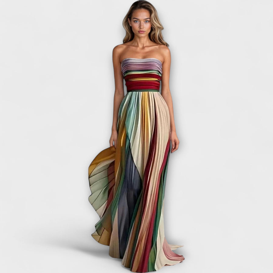 Maxi jurk met plissé details en strapless ontwerp voor speciale momenten