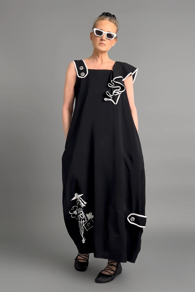 Vloeiend vallende maxi jurk met eigentijdse oversized pasvorm