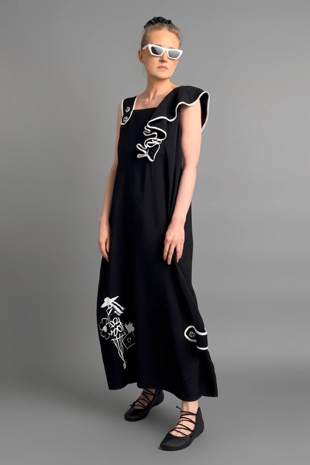 Vloeiend vallende maxi jurk met eigentijdse oversized pasvorm