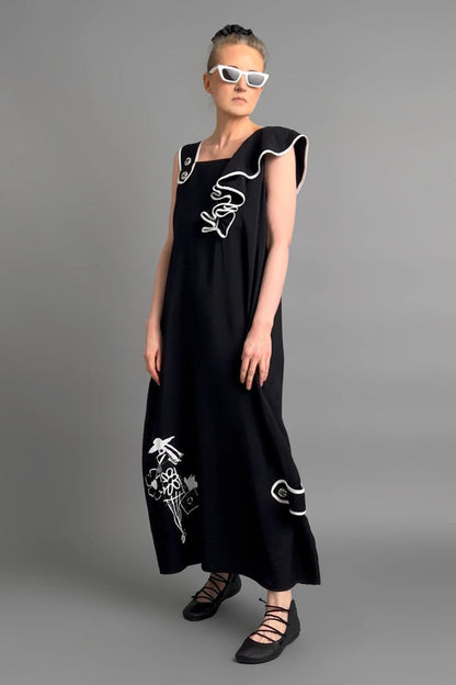Vloeiend vallende maxi jurk met eigentijdse oversized pasvorm