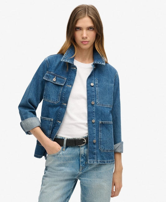 Denim chore jacket met relaxte pasvorm en zakken – Lisa