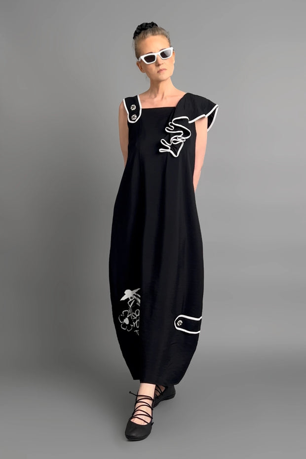 Vloeiend vallende maxi jurk met eigentijdse oversized pasvorm