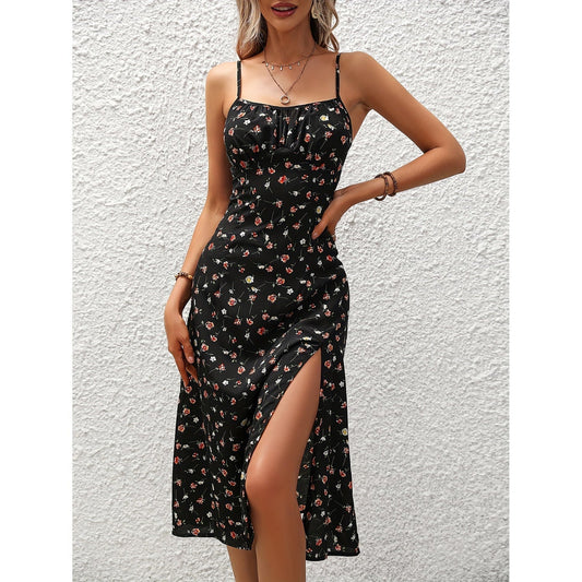 Casual zomerjurk met patroon en smalle bandjes voor een lichte uitstraling