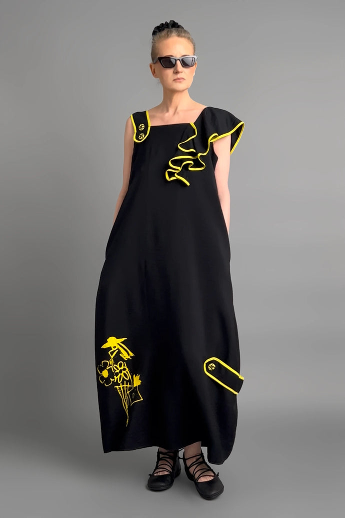 Vloeiend vallende maxi jurk met eigentijdse oversized pasvorm