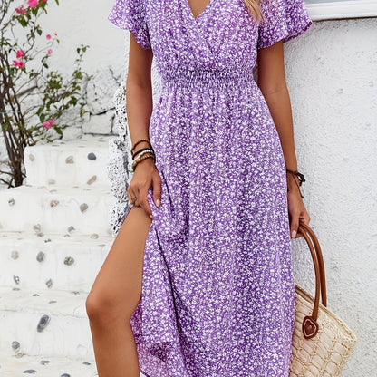 Maxi zomerjurk met soepel vallende stijl en bloemenprint