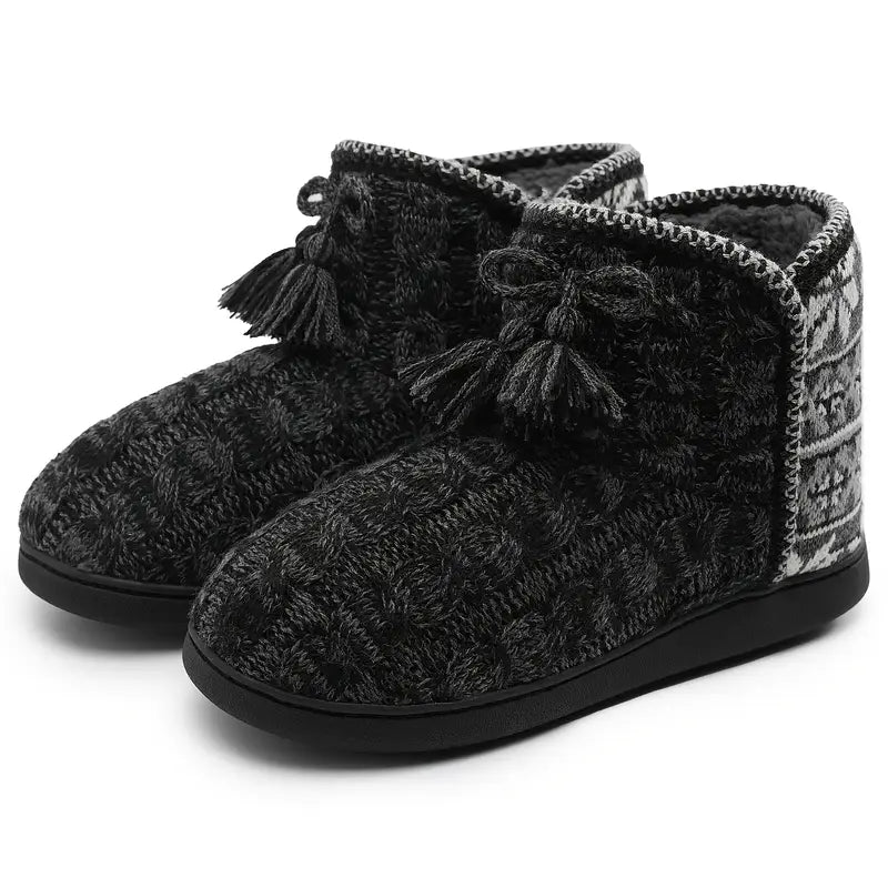 Gebreide Warme Dames Pantoffels met Antislip Zool – Emma