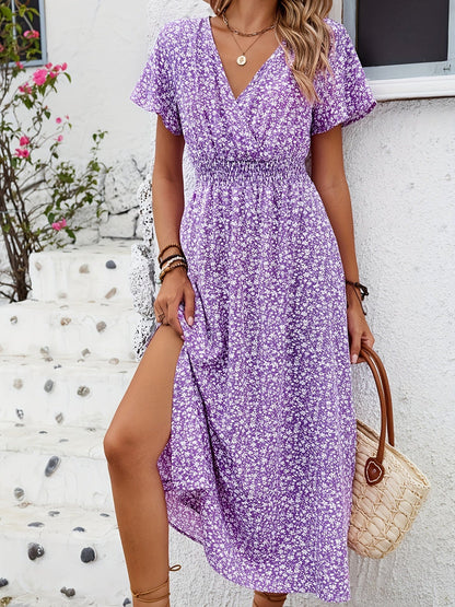 Maxi zomerjurk met soepel vallende stijl en bloemenprint