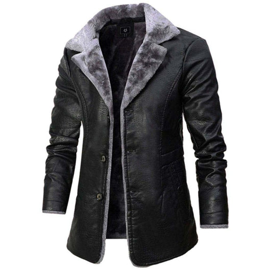 Trenchcoat van imitatiebont en knoopsluiting