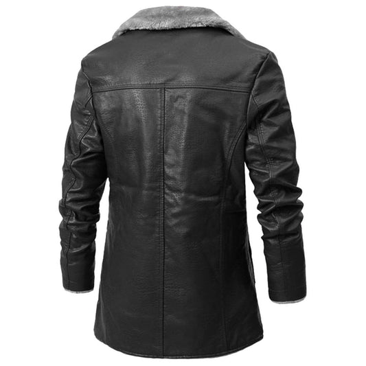 Trenchcoat van imitatiebont en knoopsluiting