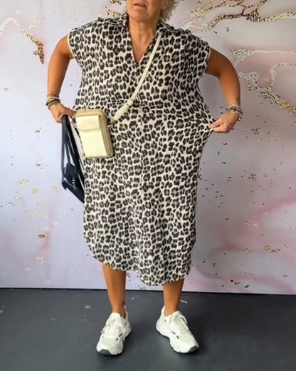 Leopardprint jurk met V-hals