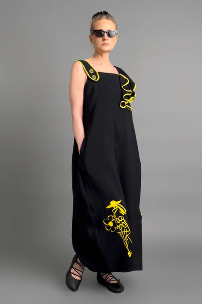 Vloeiend vallende maxi jurk met eigentijdse oversized pasvorm